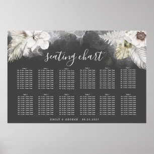 Poster gráfico de assentos floral romântico aquarela eleg