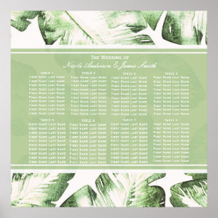 Poster Gráfico de Assentos Folhas Tropicais Verde Branco