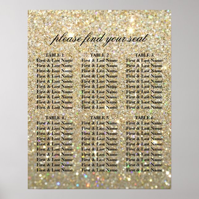 Póster Gráfico de Assentos - Glit Fab Dourado (Frente)