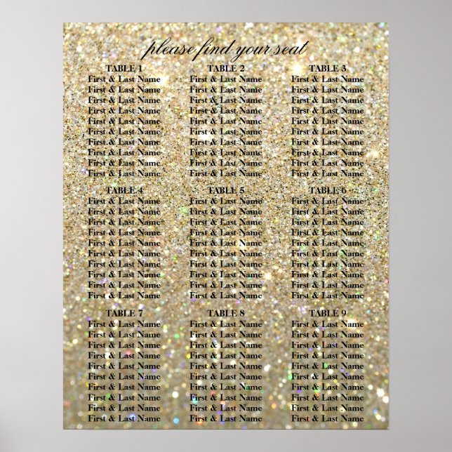 Póster Gráfico de Assentos - Glit Fab Dourado (Frente)