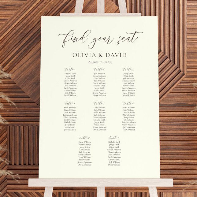 Poster Gráfico de Assentos Ivory & Taupe Elegant Script 8 (Criador carregado)