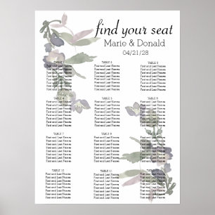 Poster Gráfico de Assentos Lavanda com Flores Silvestres