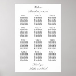 Poster Gráfico de Assentos Minimalista Elegante para 12 M