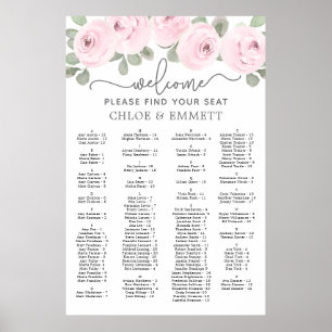 Poster Gráfico de Assentos Ofabéticos Botânicos Rosa Rosa