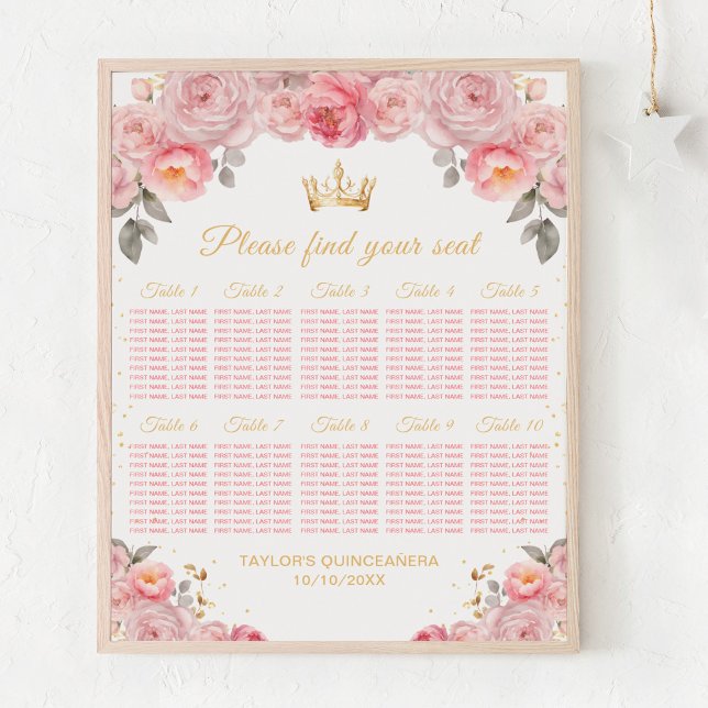 Poster Gráfico de Assentos para 10 Mesas da Princesa Rosa (Criador carregado)