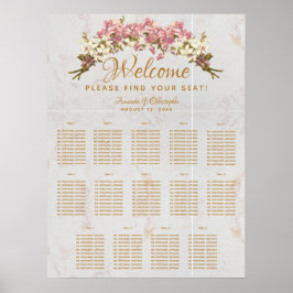 Poster Gráfico de Assentos para 14 Pessoas Casamento Orqu