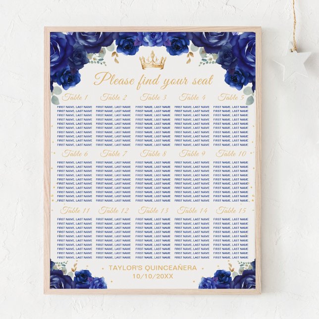 Poster Gráfico de Assentos para 15 Mesas da Princesa Azul (Criador carregado)