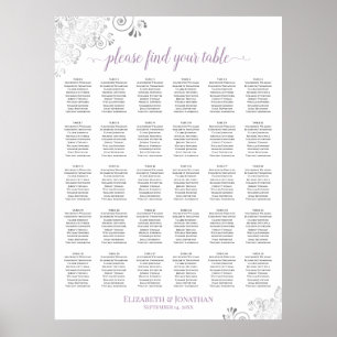 Poster Gráfico de Assentos para 30 Mesas Elegante Prata e