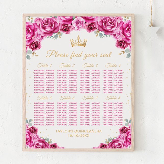 Poster Gráfico de Assentos para 8 Mesas da Princesa Rosa  (Criador carregado)