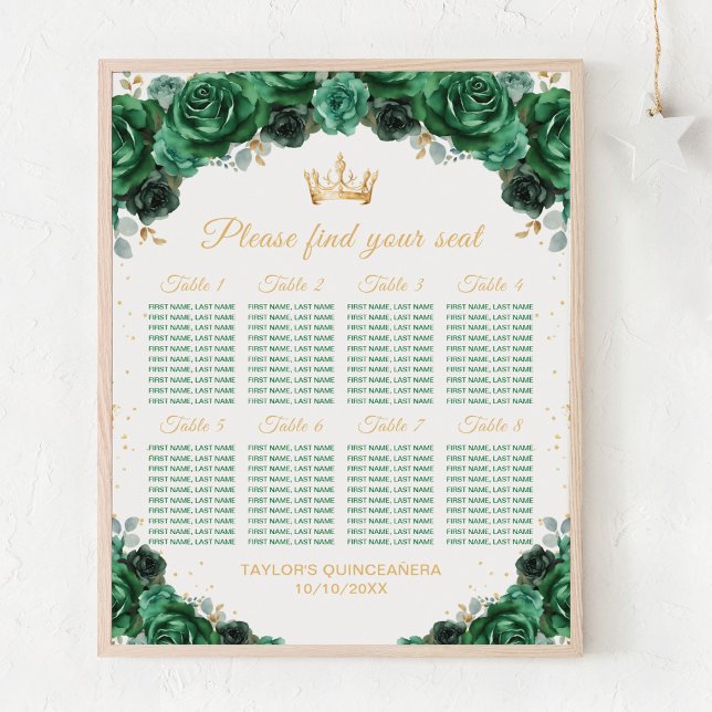 Poster Gráfico de Assentos para 8 Mesas da Princesa Verde (Criador carregado)