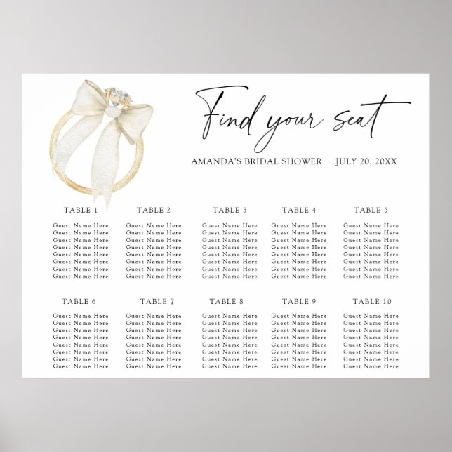 Poster Gráfico de assentos para casamento com arco de flo (Frente)