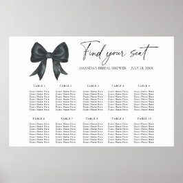 Poster Gráfico de assentos para casamento com laço preto