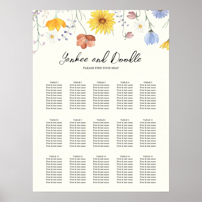 Poster Gráfico de assentos para casamento de primavera co (Frente)