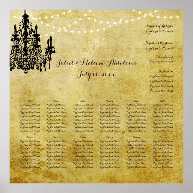 Póster Gráfico de assentos para casamentos PixDezines per (Frente)