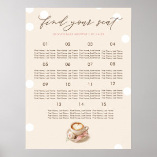 Poster Gráfico de Assentos para Chá de Bebê Inspirado em