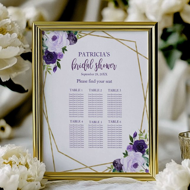 Poster Gráfico de Assentos para Chá de Noiva com Flores D (Criador carregado)