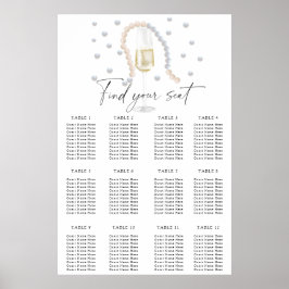 Poster Gráfico de assentos para chá de noiva com Prosecco