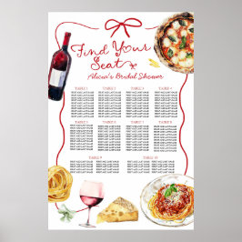 Poster Gráfico de Assentos para Chá de Noiva Italiano Iss