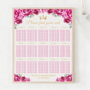 Poster Gráfico de Assentos para Mesa de Quinceañera Princ