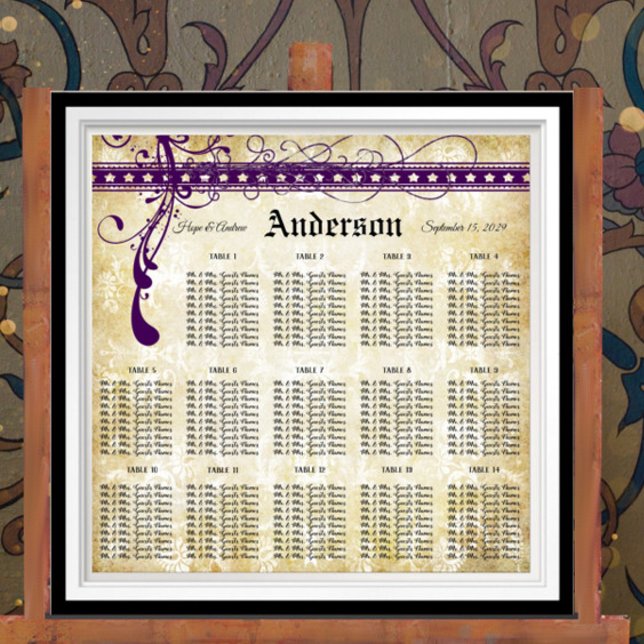 Póster Gráfico de Assentos Renascentista Medieval Violeta (Criador carregado)