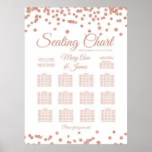 Póster Gráfico de Assentos Rosa Dourado Faux Glitter Conf