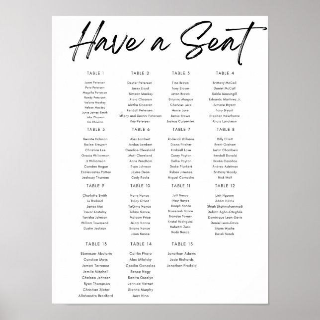 Poster Gráfico de assentos simples (Frente)