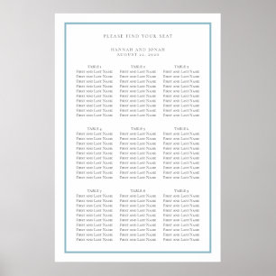 Poster Gráfico de Assentos Simples de Casamento Azul e B