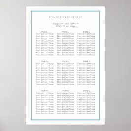 Poster Gráfico de Assentos Simples de Casamento Azul e Br