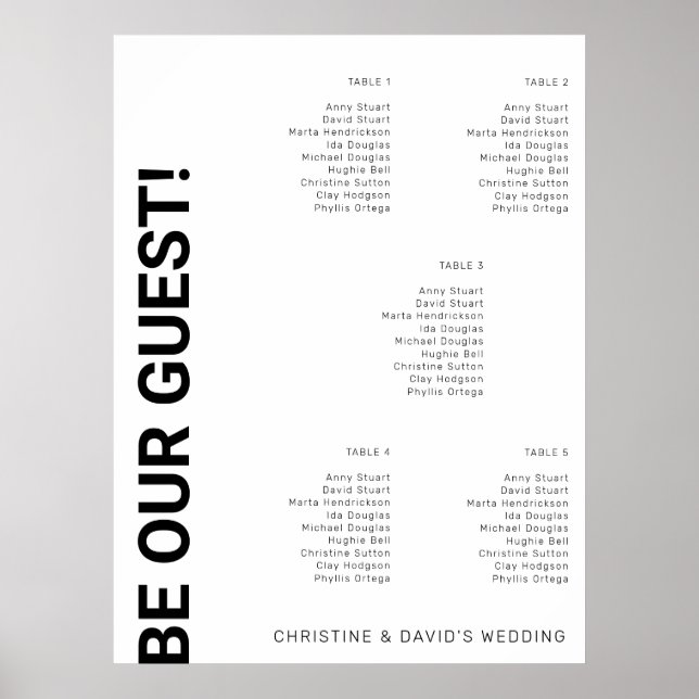 Poster Gráfico de assentos Simples de Casamento Branco (Frente)