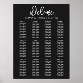 Poster Gráfico de Assentos Simples de Casamento de Script