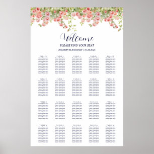 Poster Gráfico de assentos simples e Bonito de rosa