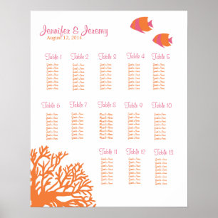 Póster Gráfico de Assentos Tropicais de Peixes Laranja e