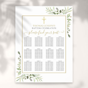 Poster Gráfico de Assentos Verde Dourado Batismo Crisma