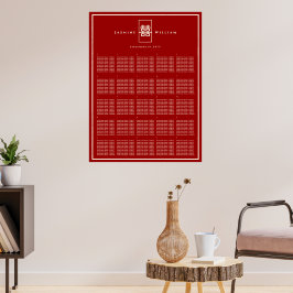 Póster Gráfico de Assentos Vermelho Casamento Chinês Dupl