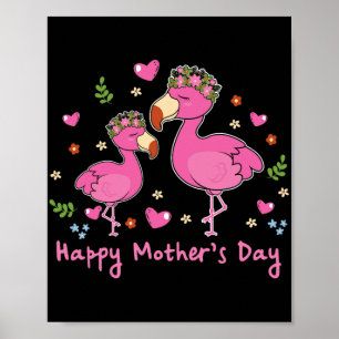 Poster Gráfico de Aves Flamingo Feliz dia de as mães Infa