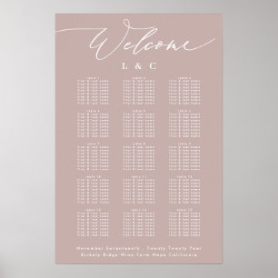 Poster Gráfico de boas-vindas à caligrafia rosa suja