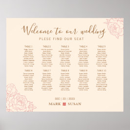 Poster Gráfico de boas-vindas ao casamento elegante chinê