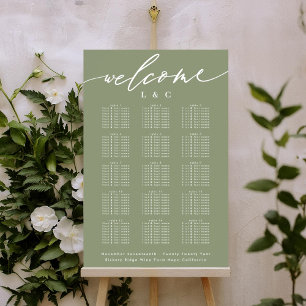 Poster Gráfico de Boas-vindas do Casamento Branco Verde S