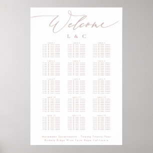 Poster Gráfico de boas-vindas do casamento de taupe rosa
