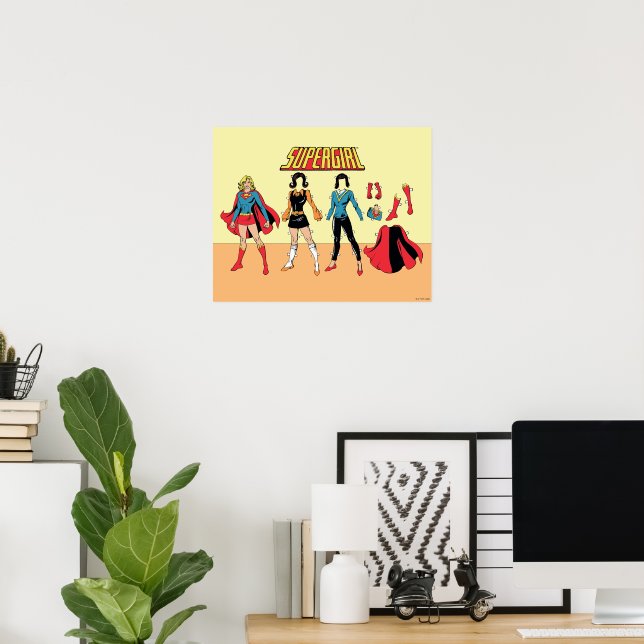 Poster Gráfico de Boneca de Papel Supergirl (Escritório em casa)