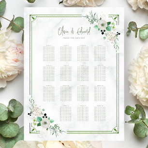 Poster Gráfico de Casamento Botânico da Flor Verde