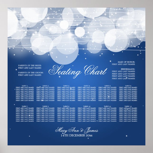 Poster Gráfico de Casamento Brilho e Azul Espelho (Frente)