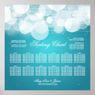 Póster Gráfico de Casamento Brilho e Turquesa Esparcial