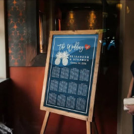 Poster Gráfico de Casamento Casal de abacaxi Dourado mode