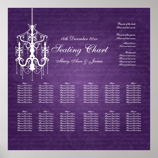 Póster Gráfico de Casamento Chandelier Purple (Frente)
