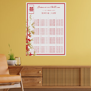 Poster Gráfico de Casamento Chinês do Bamboo Moderno