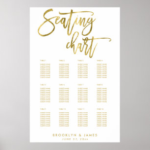 Póster Gráfico de Casamento com Folha de Ouro Faux 24x36