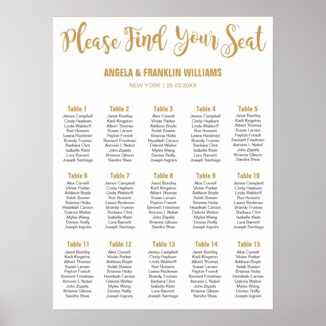 Póster Gráfico de Casamento, Cores Personalizadas da Cali (Frente)