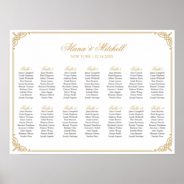 Poster Gráfico de Casamento, Cores Personalizadas da Cali (Frente)