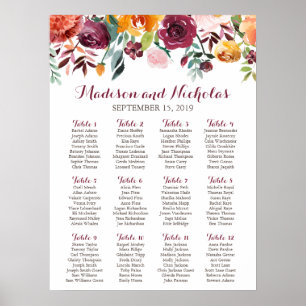 Poster Gráfico de Casamento da Flor de Queda, Cor-de-Rosa